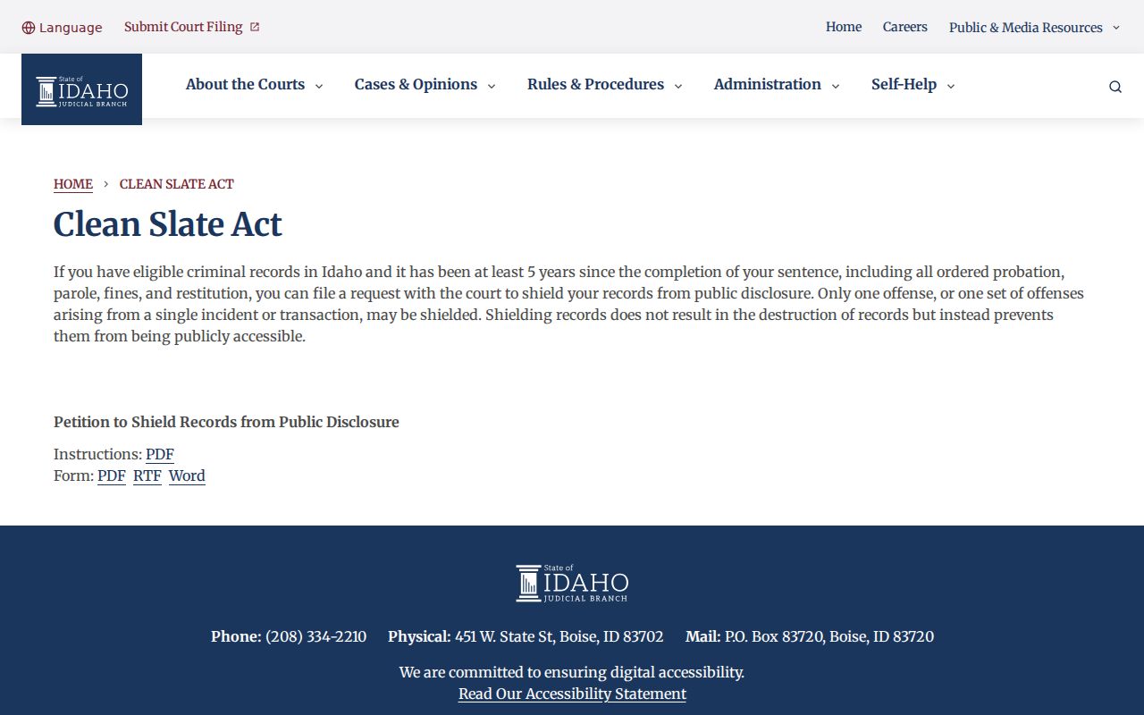 Oneida County criminal record Clean Slate shielding instructions