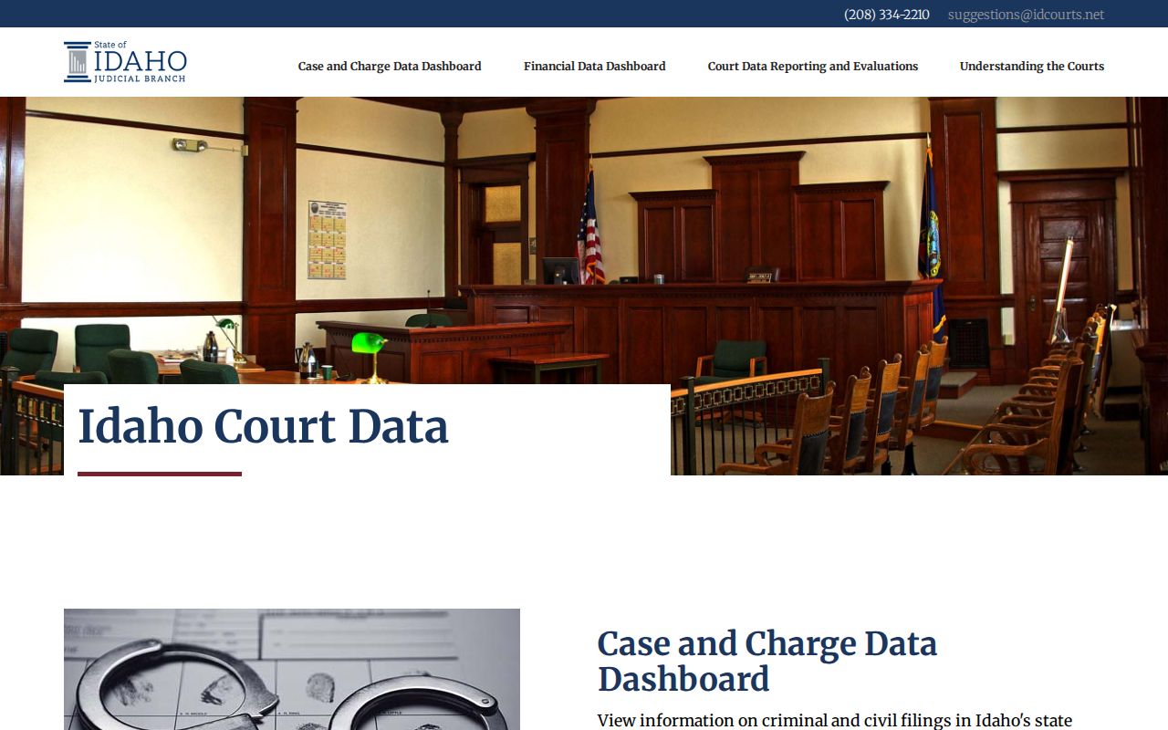 Oneida County criminal records Idaho Court Data dashboard